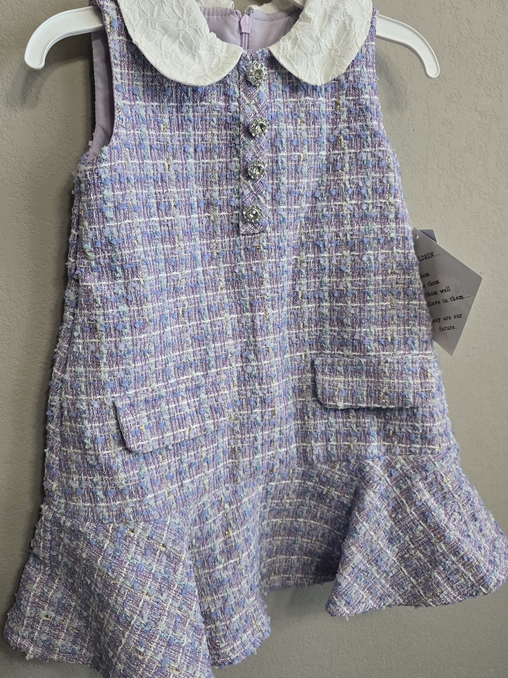 Rare Editions Lavender Tweed Dress with Lilac Lining